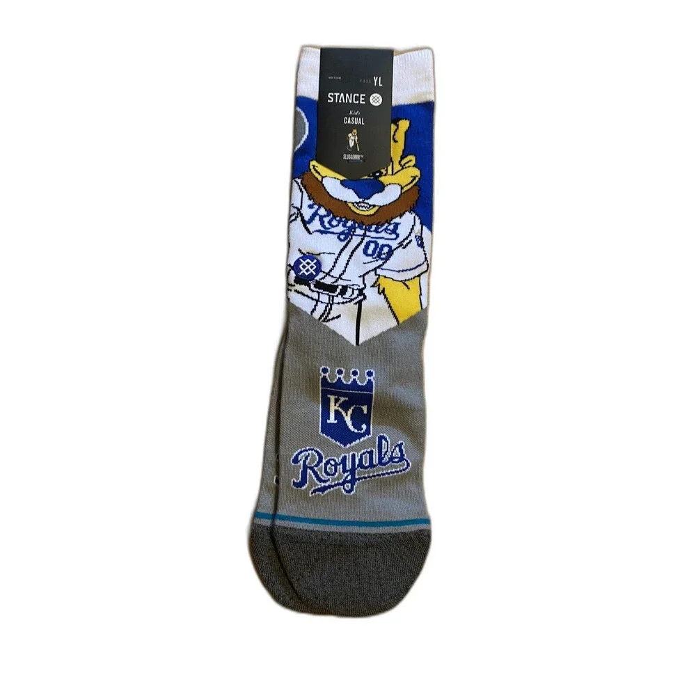 Stance Kansas City Royals MLB Royals Mascot Socks Youth Size Large 3-5.5 NWT